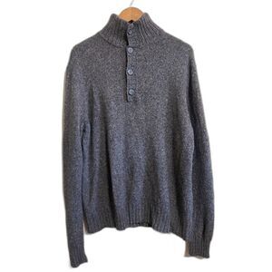 Banana Republic brown gray wool angora blend pullover henley sweater L